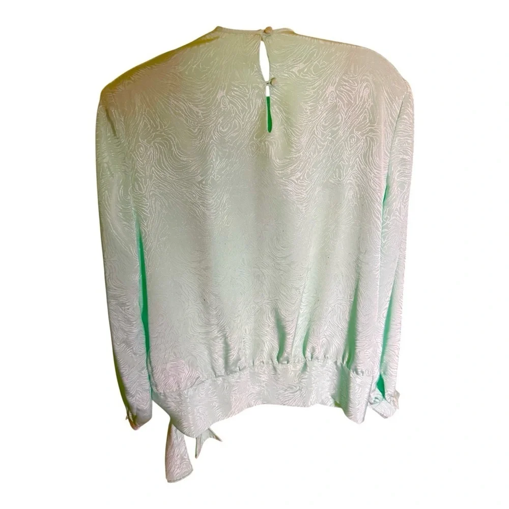 Vintage In The Mood Mint Green Lace Jacquard Blouse Skirt Set 8 Romantic Classic
